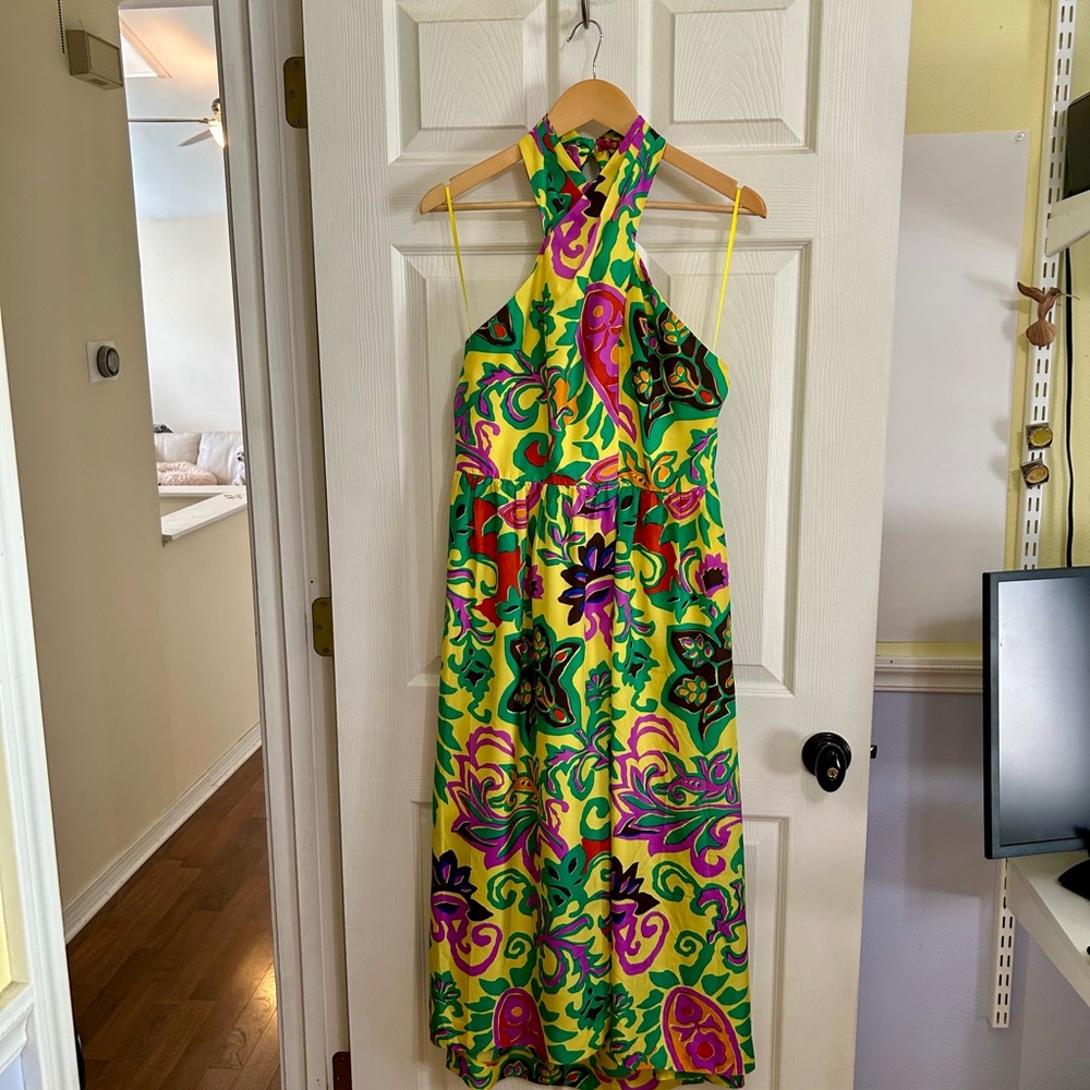 J. Crew 100% silk halter sarong dress with pockets. Size 8
